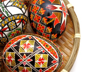 Image showing paited eggs in basket