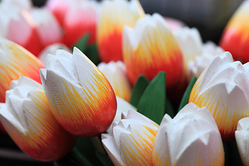 Image showing Wooden tulips