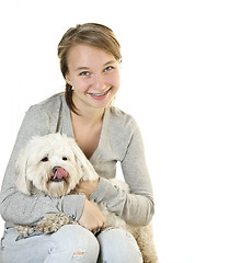 Image showing Teen girl with cute dog