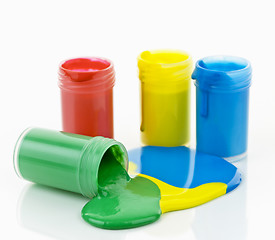 Image showing Paint of various colors spilled