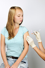 Image showing Girl getting flu shot