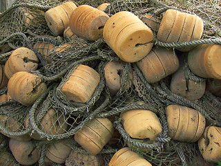 Image showing float old fishing nets closeup