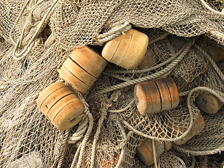 Image showing old fishing nets closeup