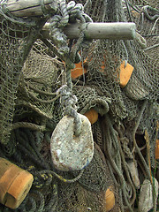 Image showing old fishing nets closeup
