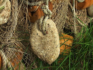 Image showing old fishing nets closeup