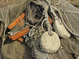 Image showing old fishing nets closeup