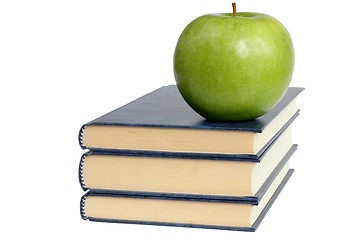 Image showing Books and Green Apple