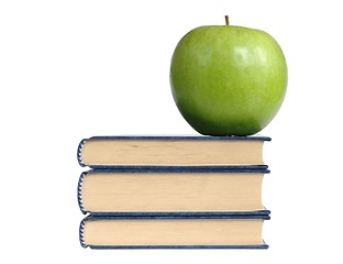 Image showing Books and Green Apple