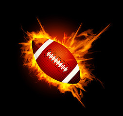 Image showing Realistic American football in the fire