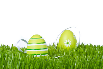 Image showing easter eggs in grass