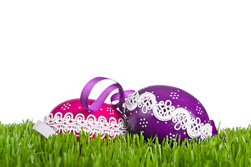 Image showing easter eggs in grass