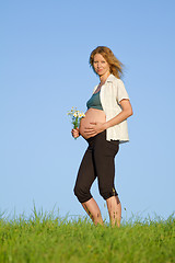 Image showing pregnant woman on meadow