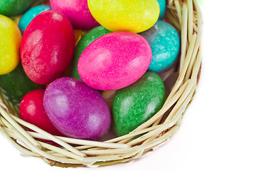 Image showing colorful easter eggs in basket