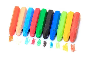 Image showing Group of Crayons stacked