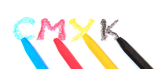 Image showing Sign of the CMYK from pastel crayons