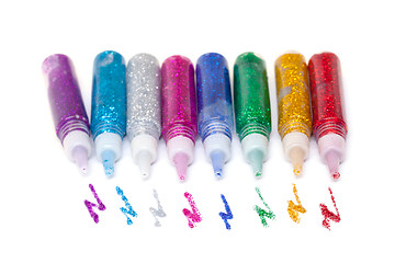 Image showing Set Colorful sparkle glue pens