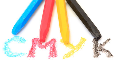 Image showing Sign of the CMYK from pastel crayons