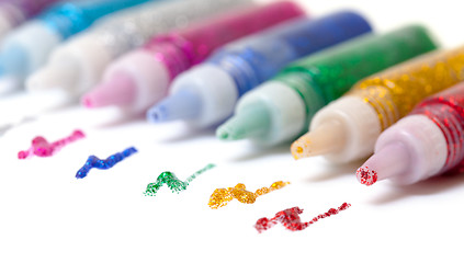 Image showing Set Colorful sparkle glue pens