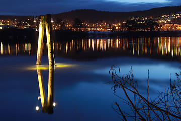 Image showing Night by the lake.