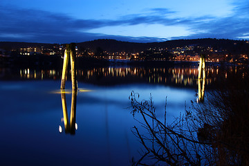 Image showing Night by the lake.