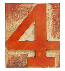 Image showing number four - letterpress wood type