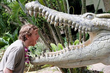 Image showing Man versus crocodile