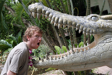 Image showing Crocodile versus man