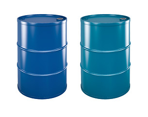 Image showing coloured steel barrels