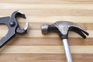 Image showing Old wrench and hammer