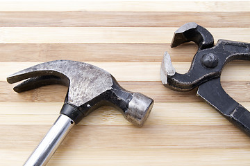 Image showing Old wrench and hammer