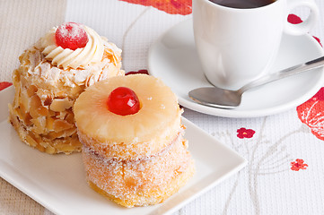 Image showing Cakes and coffee