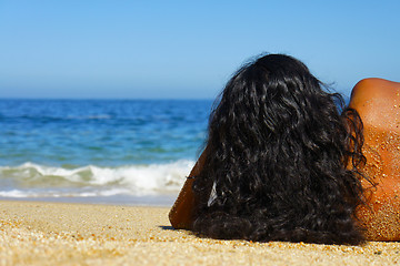 Image showing Woman Sun Tanning 