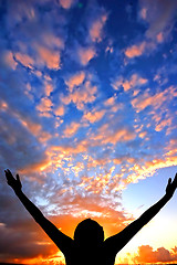 Image showing Hands up to the sky showing happiness