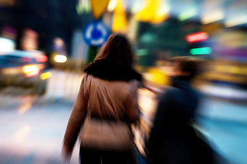 Image showing Two women at city centre at night