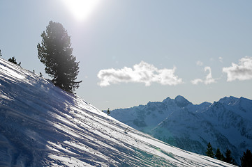 Image showing Snowy winter mountains