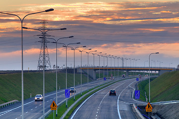 Image showing Highway at sunset