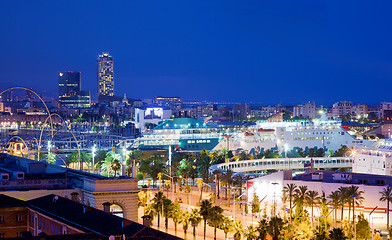 Image showing Barcelona, Spain skyline at night