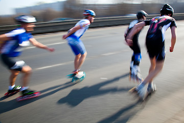 Image showing Roller blades skating race