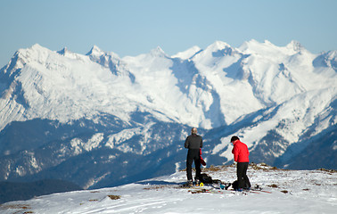 Image showing Winter mountain climbing