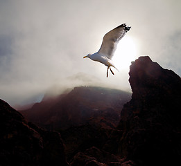 Image showing Stormy mountains landscape