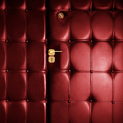 Image showing Luxury red leather door in retro style