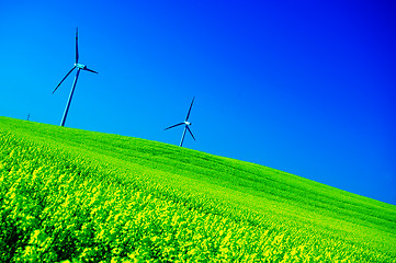 Image showing Wind turbines.