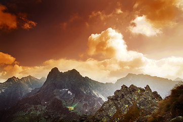 Image showing Mountains sunset landscape