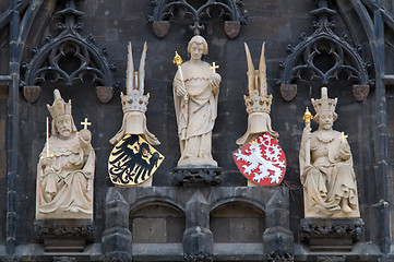 Image showing Prague. Figures on Staromestska vez - Old city tower