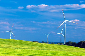 Image showing Wind turbines landscape