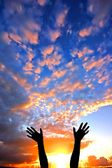 Image showing Hands up to the sky showing happiness