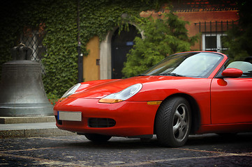 Image showing Sport car in the old town scenery