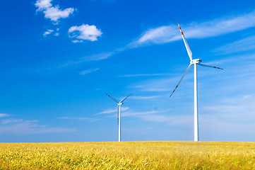 Image showing Wind turbines landscape