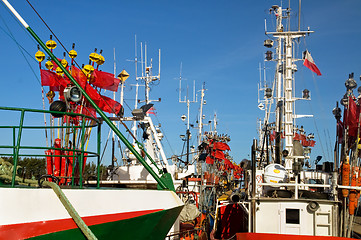 Image showing Ships close up in a harbor