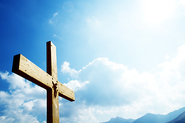 Image showing Cross on the blue sky